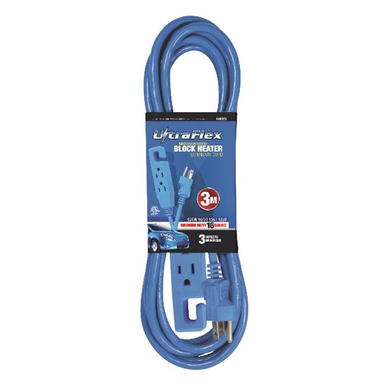 Extension Cord SJTW 16 / 3 5m 3-Outlets Block Heater