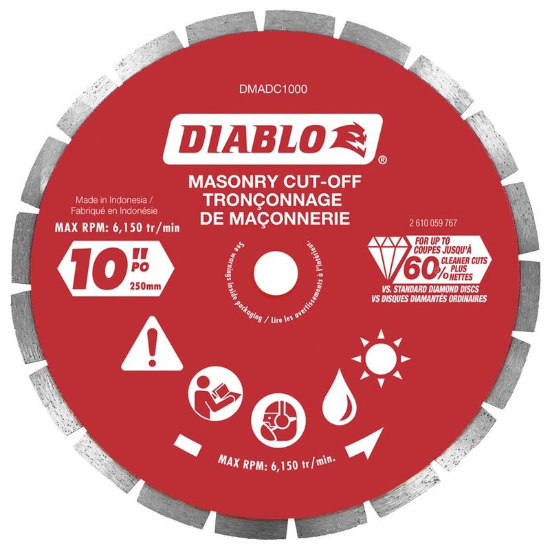 Diablo DMADS1000 10 in. Diamond Segmented Cut-Off Discs for Masonry