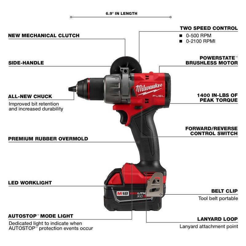 Milwaukee 3697-22CXC M18 FUEL 18V Brushless Cordless Hammer Drill and Impact Driver Combo Kit (2-Tool)