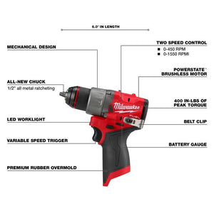 Milwaukee 3403-20 M12 FUEL 1/2in Drill/Driver