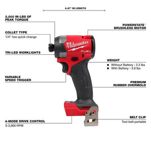 Milwaukee 3697-22CXC M18 FUEL 18V Brushless Cordless Hammer Drill and Impact Driver Combo Kit (2-Tool)