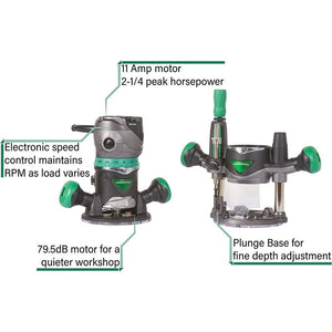 metabo HPT KM12VC 2-1/4 Peak HP Variable Speed Fixed/Plunge Base Router Kit