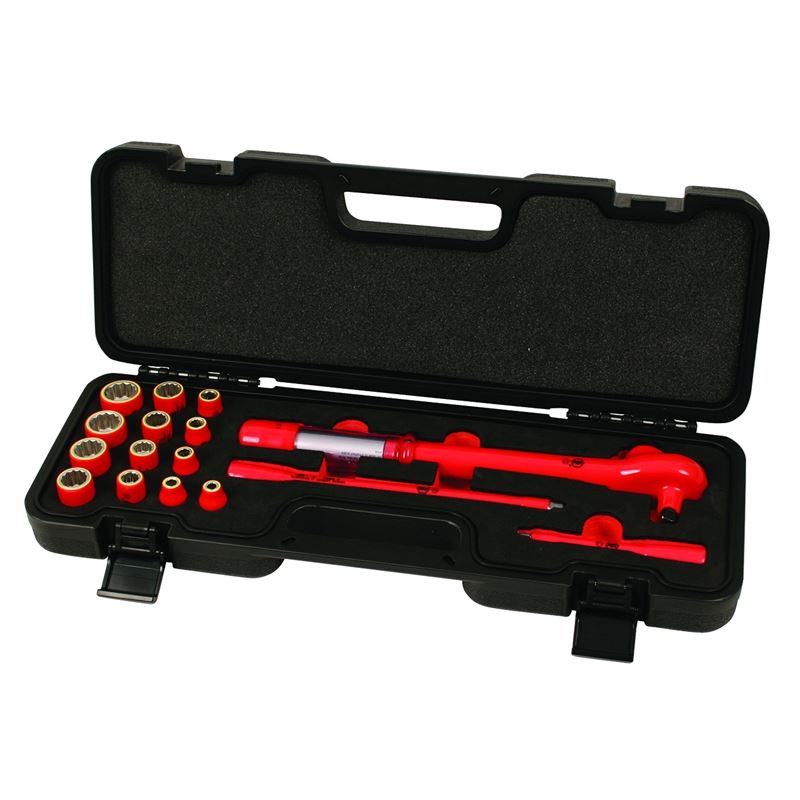 Wiha Insulated 3/8in Drive Ratcheting Torque Wrench Inch Socket Set