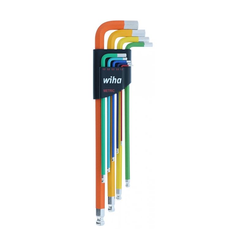 WIHA-66980 9 Piece Ball End Color Coded Hex L-Key Set - Metric