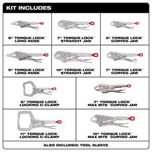 Milwaukee 48-22-3690 10 Pc. TORQUE LOCK LOCKING PLIERS KIT