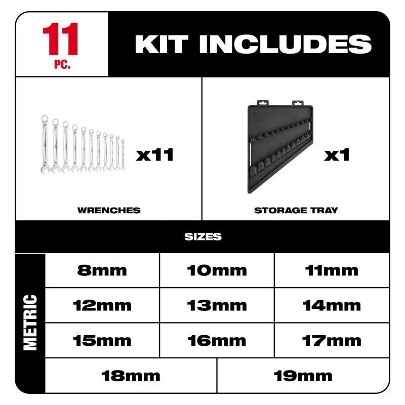 Milwaukee 48-22-9511 11pc Metric Combination Wrench Set