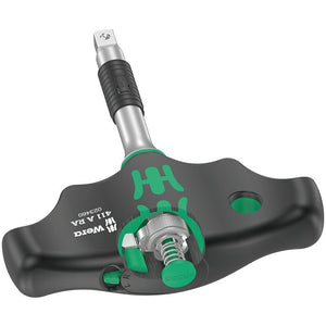 WERA 05023460001 411 A RA T-handle adapter screwdriver with ratchet function, 1/4in, 1/4in x 45 mm