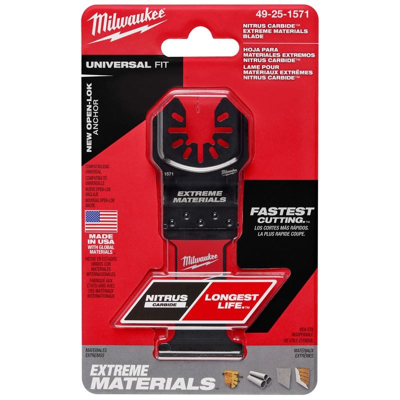 Milwaukee 49-25-1571 NITRUS CARBIDE Extreme Materials Universal Fit OPEN-LOK Multi-Tool Blade - 1pk