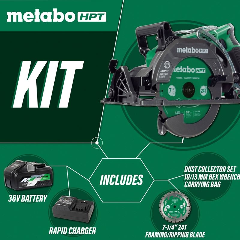 metabo HPT C3607DWA 36V MultiVolt 7-1/4 Inch Rear Handle Circular Saw