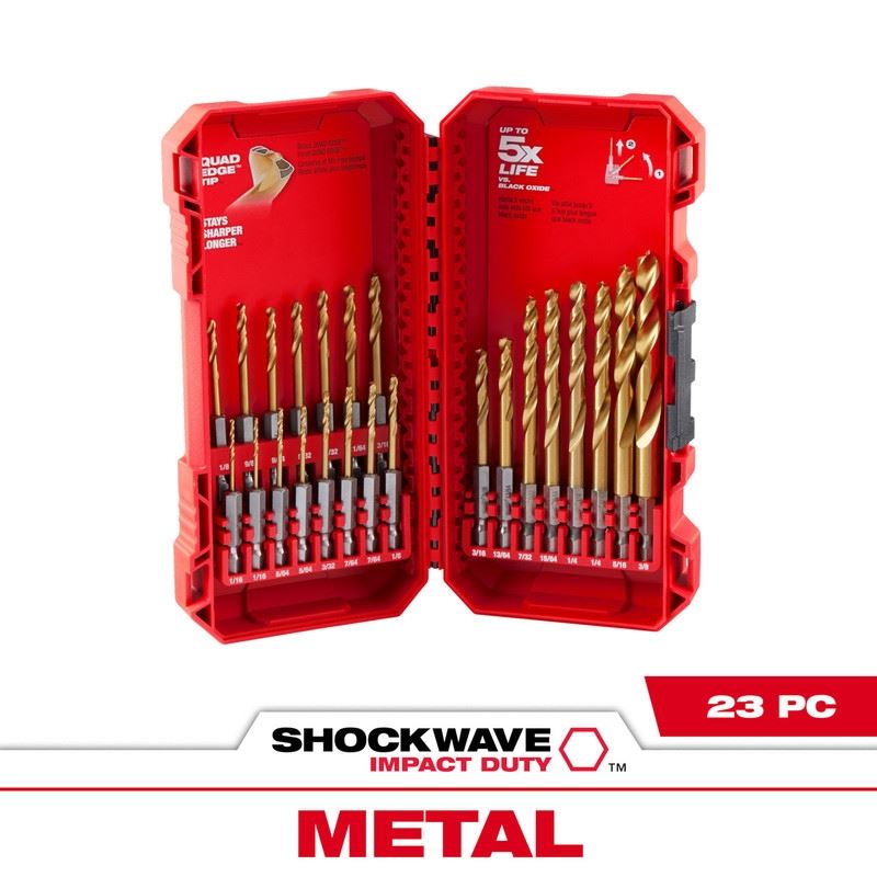 Milwaukee 48-89-4631 SHOCKWAVE Impact Duty RED HELIX Titanium Drill Bit Set - 23PC