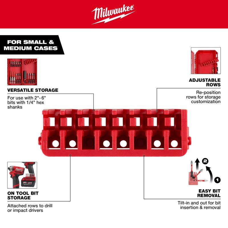 Milwaukee 48-32-9933 Small and Medium Case Rows for Impact Driver Accessories 5PK