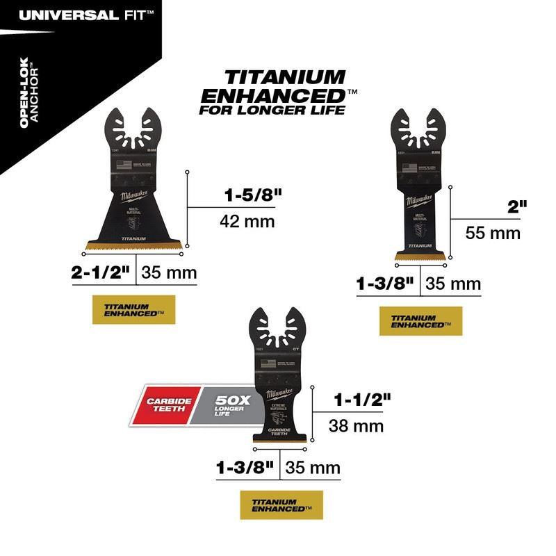 Milwaukee 49-10-9005 OPEN-LOK 3pc Multi-Material Cutting Multi-Tool Blade Variety Pack