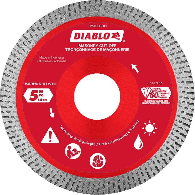 Diablo DMADC0500 5 in. Diamond Continuous Rim Cut-Off Discs for Masonry