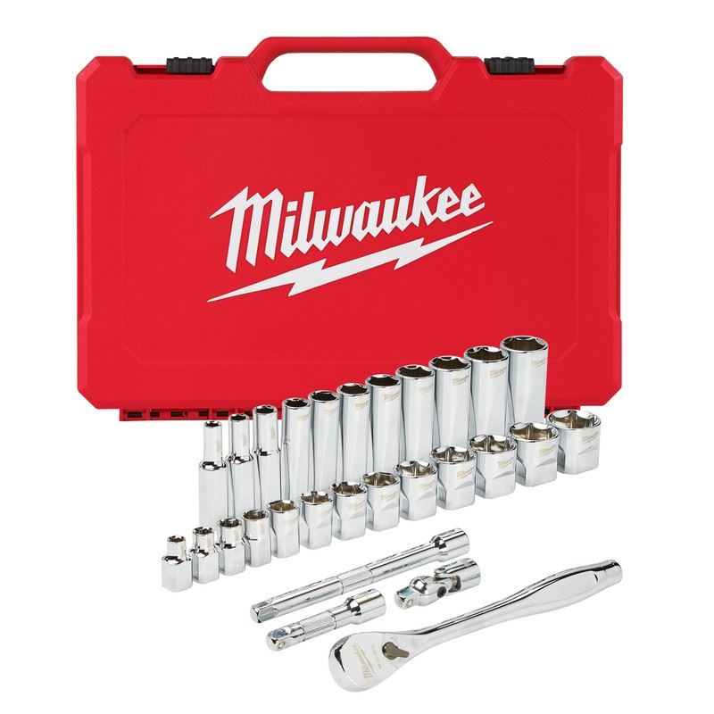 Milwaukee 48-22-9408 3/8in Drive 28pc Ratchet  and Socket Set- SAE