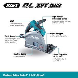 Makita SP001GZ05 40V MAX XGT Li-Ion BL 6-1/2in Plunge Cut Circular Saw with 55in Guide Rail