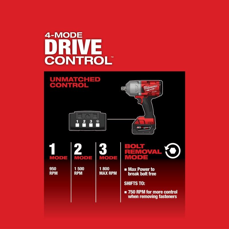 Milwaukee 2766-22R M18 FUEL High Torque 1/2in Impact Wrench with Pin Detent Kit