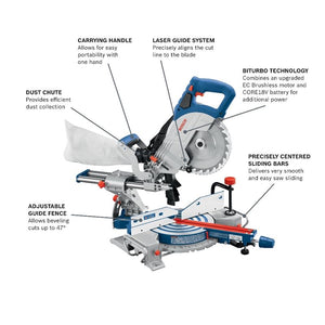 Bosch GCM18V-08N 18V 8-1/2 In. Single-Bevel Slide Miter Saw (Bare Tool)