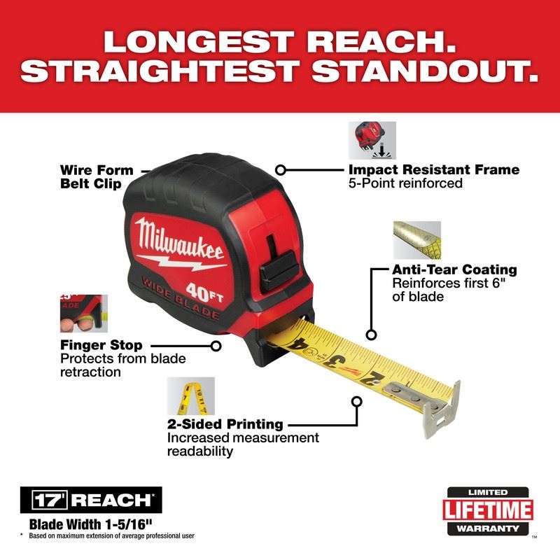 Milwaukee 48-22-0240 40FT Wide Blade Tape Measure