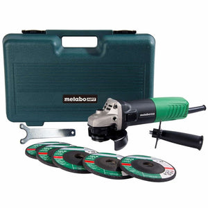 metabo HPT G12SR4M 4-1/2 Inch 6.2 Amp Slide Switch Angle Grinder Kit w/ 5 Abrasive Wheels