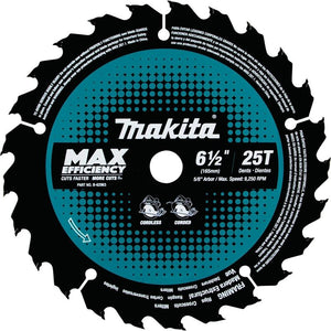 Makita B-62963 6â€‘1/2in 25T Carbideâ€‘Tipped Max Efficiency Circular Saw Blade