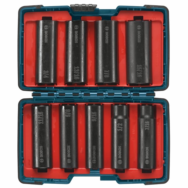 Bosch 27286 9 pc. Impact Tough Socket Set for 1/2 In. Drive