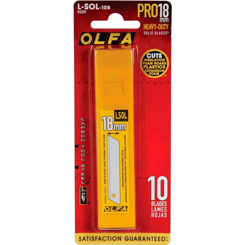 OLFA L-SOL-10B 18mm Solid Blades, 10pk