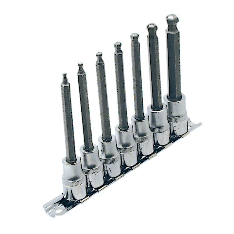 Jet 601804 7 Pc 3/8 Dr S.a.e. 4 Long Ball Nose Socket Set