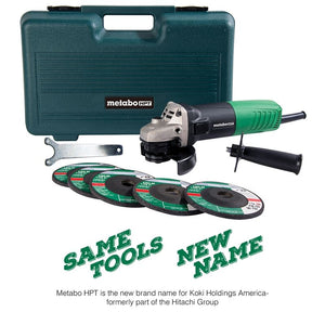 metabo HPT G12SR4M 4-1/2 Inch 6.2 Amp Slide Switch Angle Grinder Kit w/ 5 Abrasive Wheels