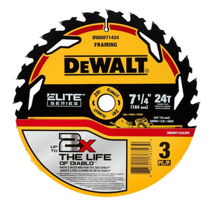 DEWALT DWAW714243PK ELITE SERIES Circular Saw Blades 7-1/4in 24T -3PACK