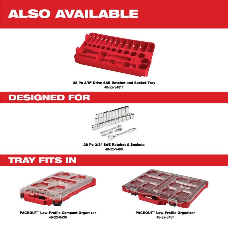 Milwaukee 48-22-9408 3/8in Drive 28pc Ratchet  and Socket Set- SAE