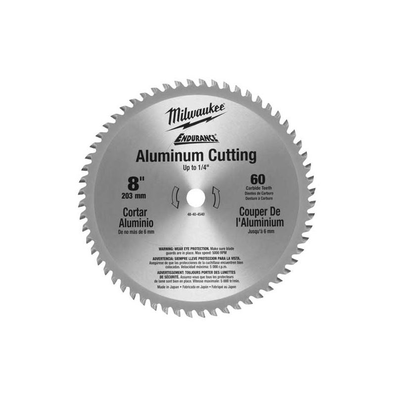 Milwaukee 48-40-4540 8" 60 Teeth Aluminum Circular Saw Blade