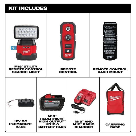 Milwaukee 2123-21HD M18 Utility Remote Control Search Light w/ Portable Base Kit