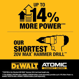 DEWALT DCD799B ATOMIC 20V MAX Brushless Cordless 1/2 in. Hammer Drill