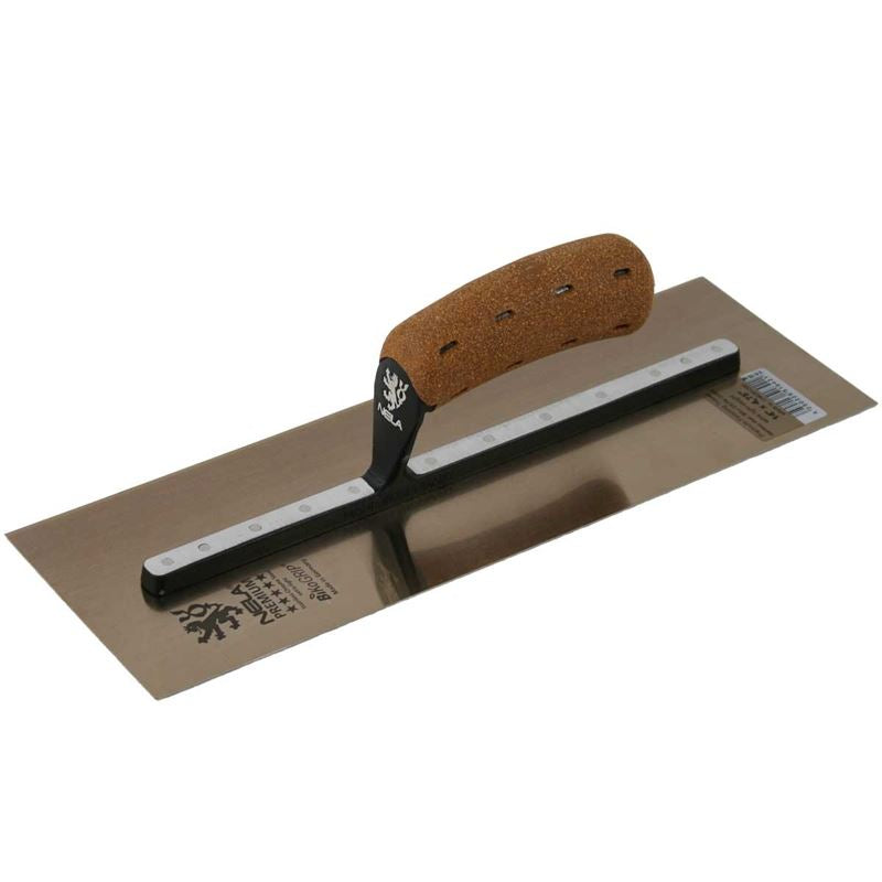 Nela 14" x 4.75" Cork Hdl Chrome SS Smoothing Trowel