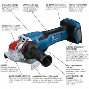 Bosch GWX18V-13PN PROFACTOR 18V Spitfire X-LOCK 5 - 6 In. Angle Grinder with Paddle Switch (Bare Tool)