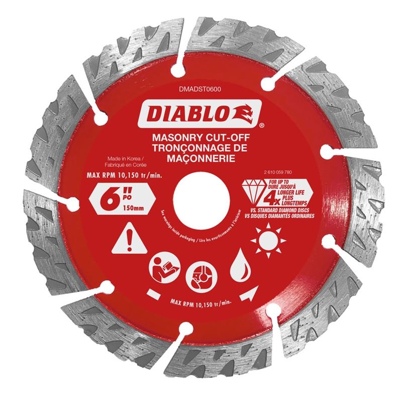 Diablo DMADST0600 6 in. Diamond Segmented Turbo Cut-Off Discs for Masonry