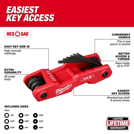 Milwaukee 48-22-2183 17 - Key Folding Hex Key Sets - SAE/Metric