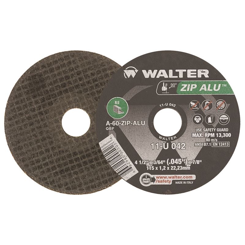 WALTER 11U042 ZIP ALU CUT-OFF WHEEL  4-1/2in X 3/64