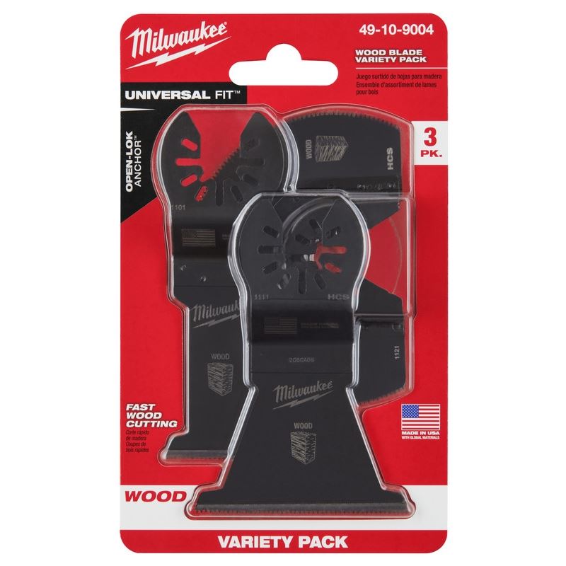 Milwaukee 49-10-9004 OPEN-LOK 3pc Wood Cutting Multi-Tool Blade Variety Pack