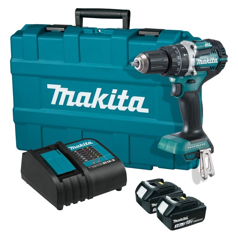 Makita DHP484SFX8 18V LXT Brushless 1/2 in Hammer Driver Drill (2x 3AMP) Kit