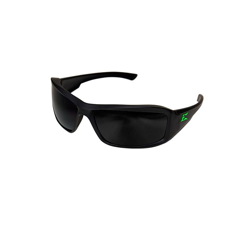 Edge Eyeware TXB436-E3 Brazeau Torque - Matte Black Frame with Green E Logo / Polarized Smoke Lens