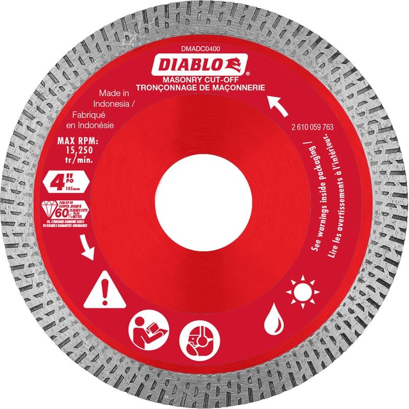 Diablo DMADC0400 4 in. Diamond Continuous Rim Cut-Off Discs for Masonry