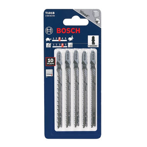 Bosch T101B 5 Pieces 4 In. 10 TPI Variable Pitch Clean for Wood T-Shank Jig Saw Blades