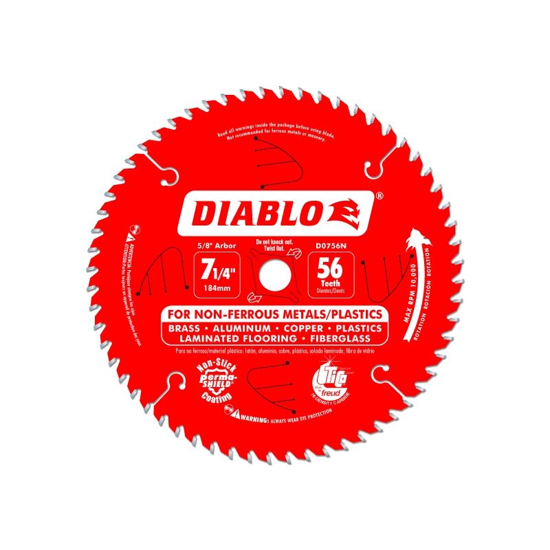 Diablo D0756N 7-1/4 in. x 56 Tooth Non-Ferrous Metals / Plastics Saw Blade