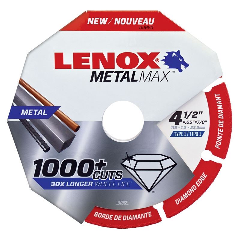 Lenox Metalmax 1972921 4-1/2in Diamond Grit Cut-Off Wheel