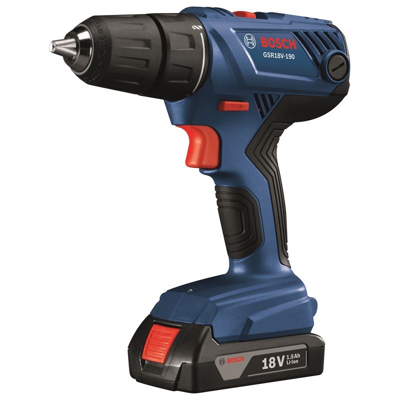 Bosch GSR18V-190B22 18 V Compact 1/2 In. Drill/Driver Kit with (2) 1.5 Ah SlimPack Batteries