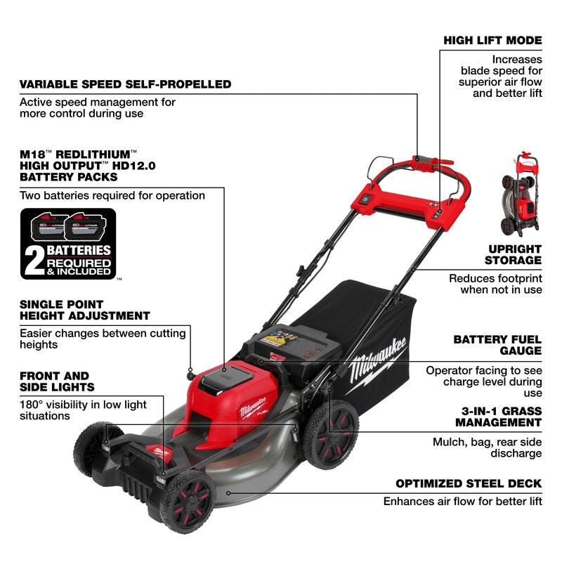 Milwaukee 2823-22HD M18 FUEL 21in Self-Propelled Dual Battery Mower Kit