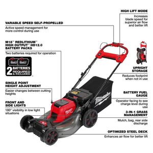 Milwaukee 2823-22HD M18 FUEL 21in Self-Propelled Dual Battery Mower Kit