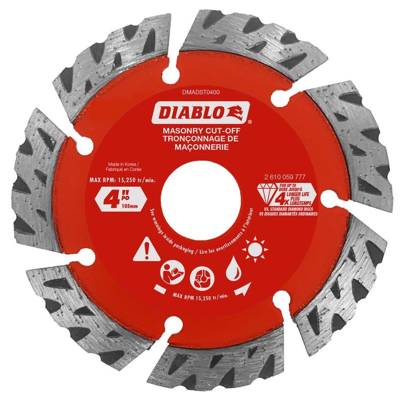 Diablo DMADST0400 4 in. Diamond Segmented Turbo Cut-Off Discs for Masonry