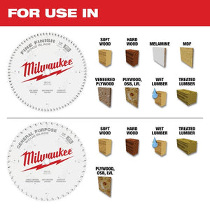 Milwaukee 48-40-1232 Circular Saw Two-Pack Wood Cutting Blades 12in 44T + 80T